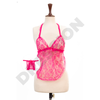 Pink 2PCs Babydoll Halter Style Net Nighty for Women