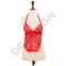 Red 2PCs Babydoll Halter Style Net Nighty for Women