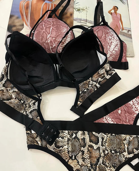 Snake Print Bra and Panty Set