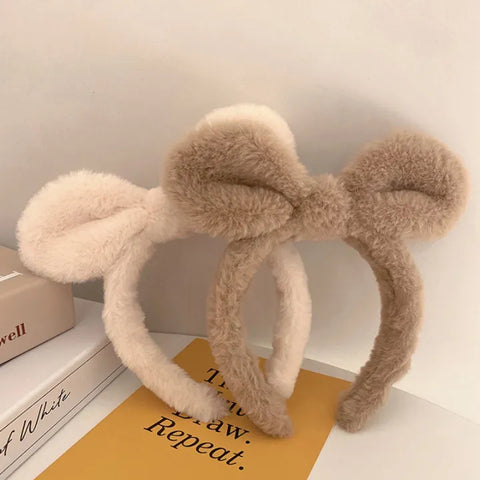 Winter Plush Rabbit Ears Hairband – Elastic Hoop Headband