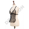 Black 2PCs Babydoll Halter Style Net Nighty for Women
