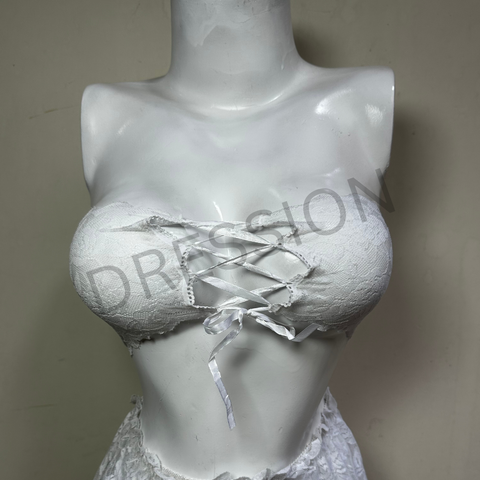 2 PCs Babydoll Nighty with Strapless Top and Garter Belt Skirt for Women