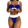 Bowknot Contrasting Color Stitching Swimsuit Set