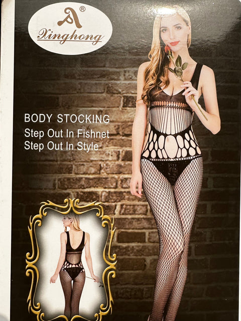 Plus Size Vertical Lines Ultra Modern Super Elegant Full Body Stocking (8931)