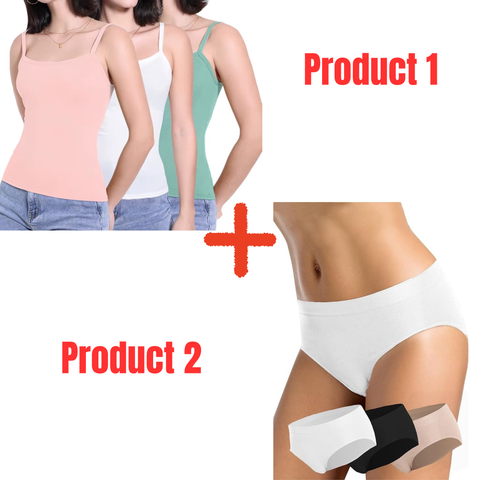 Pack of 3 Camisoles+Pack of 3 Simple Cotton Panties-Combo Deal 28