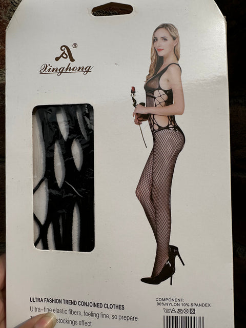 Plus Size Vertical Lines Ultra Modern Super Elegant Full Body Stocking (8931)