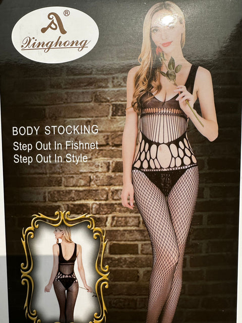 Plus Size Vertical Lines Ultra Modern Super Elegant Full Body Stocking (8931)
