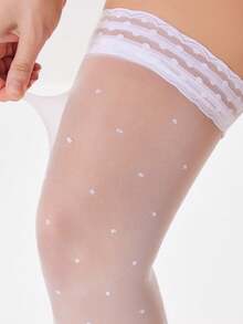 1 Pair Women’s Polka Dot Lace Thigh High Leg Stockings