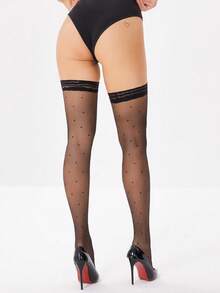 1 Pair Women’s Polka Dot Lace Thigh High Leg Stockings