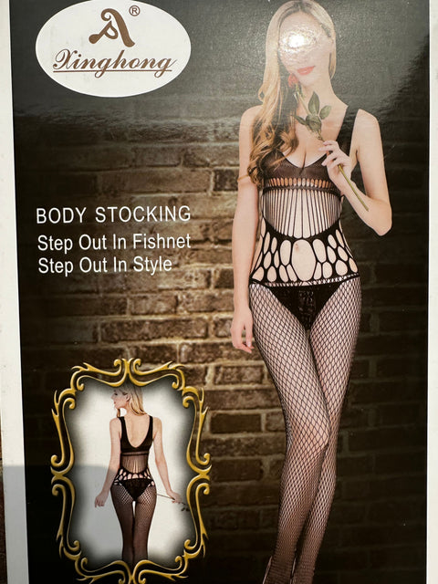 Plus Size Vertical Lines Ultra Modern Super Elegant Full Body Stocking (8931)