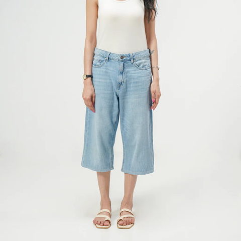 Blue Baggy Demin Shorts for Women
