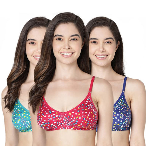 Pack of 3 Full Coverage Cotton Printed Everyday Bra