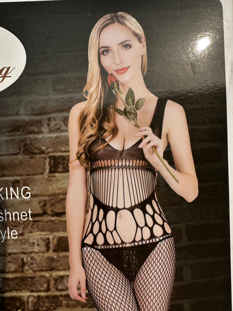 Plus Size Vertical Lines Ultra Modern Super Elegant Full Body Stocking (8931)