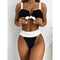 Bowknot Contrasting Color Stitching Swimsuit Set