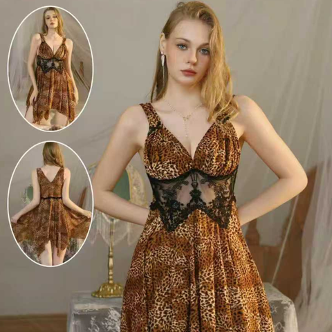Wild Leopard Print Elegance Lace Fusion Nighty