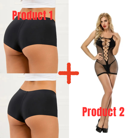 Pack of 3 Half Body Stocking+2 Ice Silk Panties Combo Deal 38