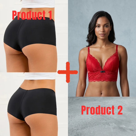 Pack of 3 (1 Full Coverage Bralette Top for Women+ 2 Ice Silk Panties) Combo Deal 39