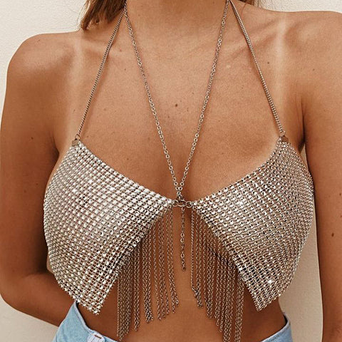 Rhinestone Breathable Bra