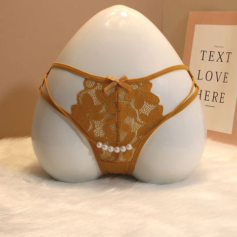 Sexy Pearl Net Pattern Silky Thong for Women