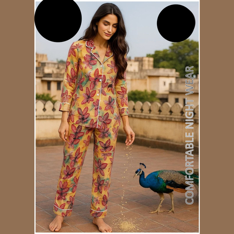 2 PCs Spring Flowery Pattern Night Dress