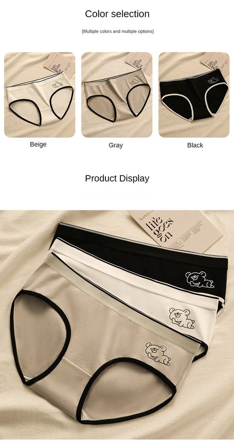 3PCS Soft Comfortable Mid-rise Panties for Ladies