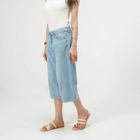 Blue Baggy Demin Shorts for Women