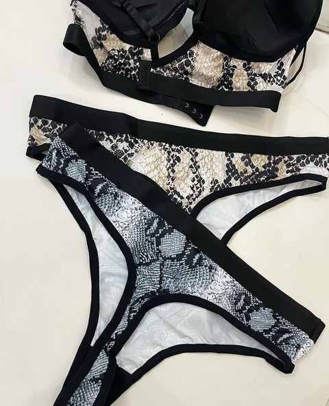 Snake Print Bra and Panty Set
