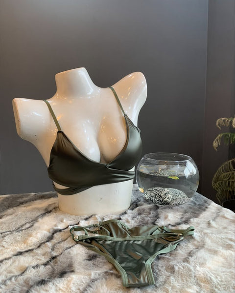 Satin Cross Body Bridal Bra & Panty Set for Women