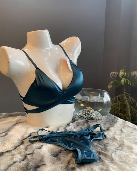 Satin Cross Body Bridal Bra & Panty Set for Women