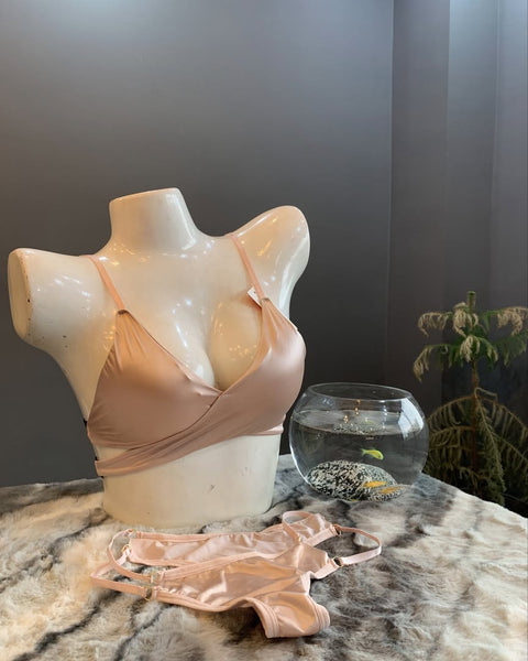 Satin Cross Body Bridal Bra & Panty Set for Women