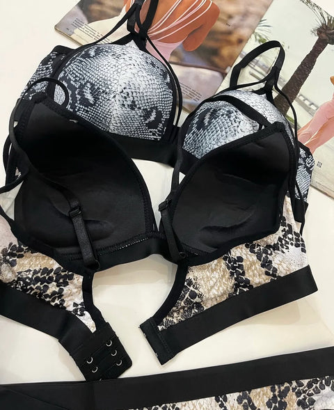 Snake Print Bra and Panty Set
