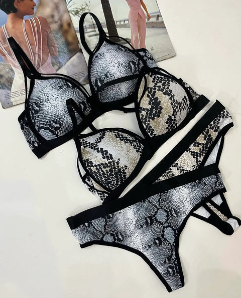 Snake Print Bra and Panty Set