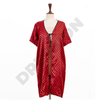Red & Black Dots Thigh Length Gown