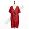 Red & Black Dots Thigh Length Gown