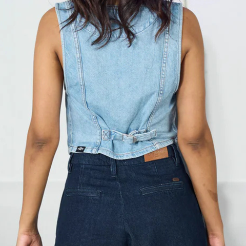 Light Blue Denim Waistcoat for Women