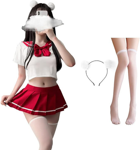 Lovely Red Sailor Suit Anime Lingerie Costume – Sexy Women’s Outfit