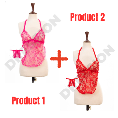 2PCs Babydoll Halter Style Net Nighty for Women-Combo Deal 5