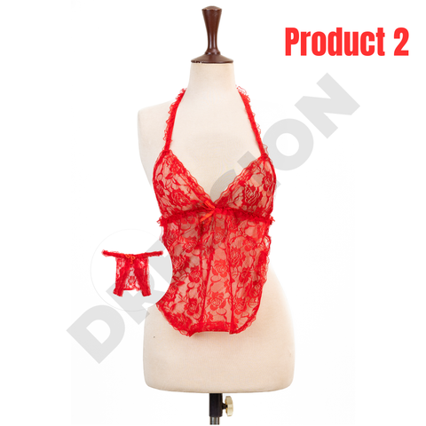 2PCs Babydoll Halter Style Net Nighty for Women-Combo Deal 5