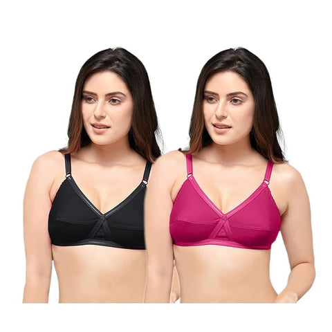 Criss-Cross Neck Line Full Coverage Bra for Women Combo Pack of 2