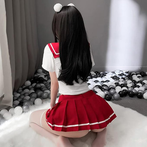 Lovely Red Sailor Suit Anime Lingerie Costume – Sexy Women’s Outfit