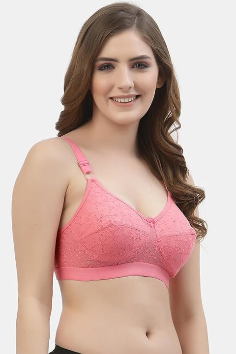 Floret Self Design Chicken Cotton Full Coverage Bra