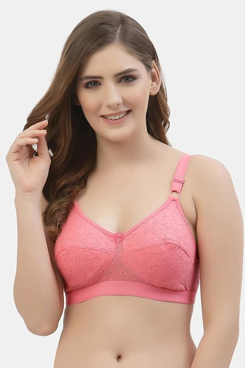 Floret Self Design Chicken Cotton Full Coverage Bra