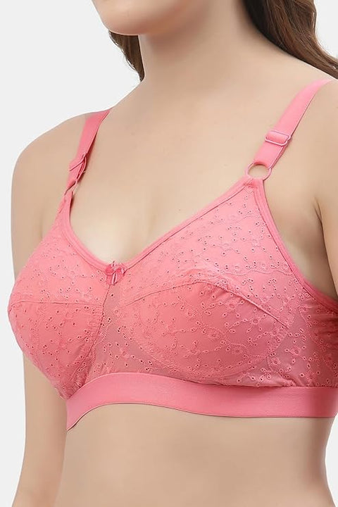Floret Self Design Chicken Cotton Full Coverage Bra