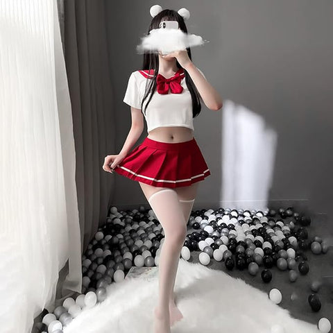 Lovely Red Sailor Suit Anime Lingerie Costume – Sexy Women’s Outfit
