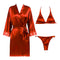 Bridal Silk Satin Bra and Panty Set with Short Robe Gown