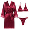 Bridal Silk Satin Bra and Panty Set with Short Robe Gown