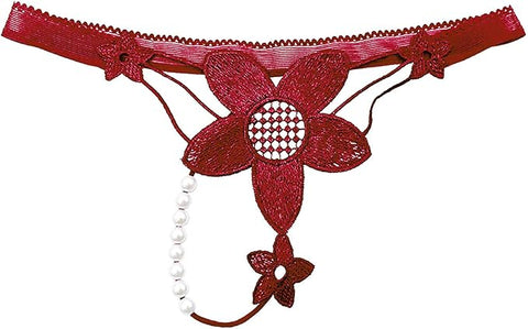 Women's Pearl Lambada Flower Pattern Thong