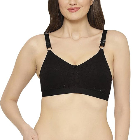 Floret Self Design Chicken Cotton Full Coverage Bra