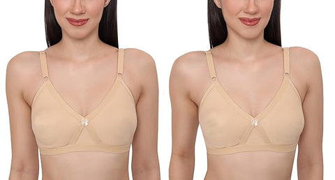 Women Bunyani Stuff Full Coverage Non-Padded Non-Wired Adjustable Straps Everyday Bra Pack of 2