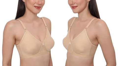 Women Bunyani Stuff Full Coverage Non-Padded Non-Wired Adjustable Straps Everyday Bra Pack of 2